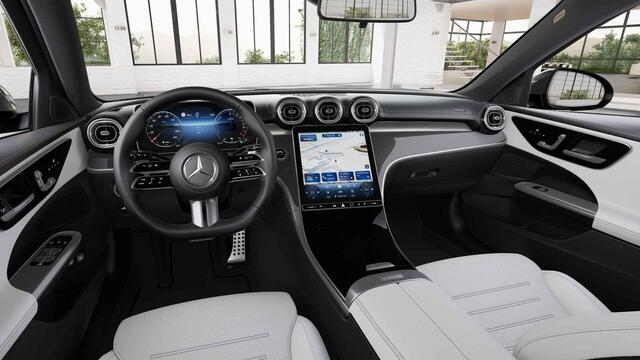 Mercedes-Benz C-KLASSE Estate 300e Business Solution AMG | Panoramaschuifdak | Dodehoekassistent | Memorypakket | 360° camera | Stoelverwarming |