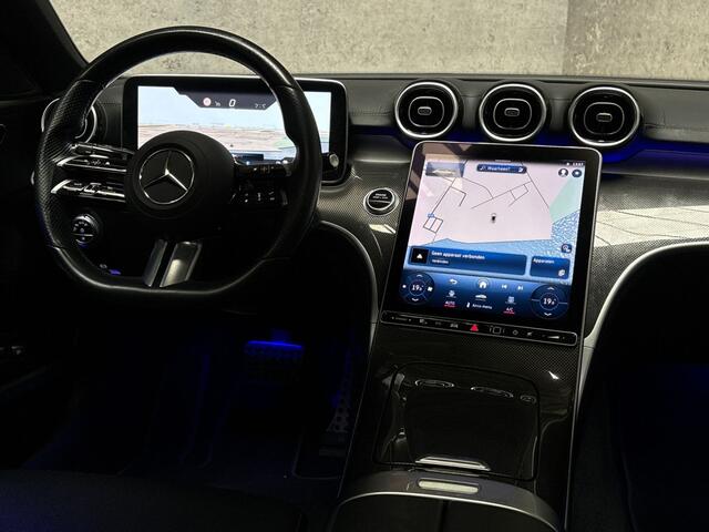 Mercedes-Benz C-KLASSE 300 e AMG Line 279Pk Automaat (PANORAMADAK, APPLE CARPLAY, GROOT NAVI, BURMESTER, CAMERA, SPORTSTOELEN, SFEERVERLICHTING, STOELVERWARMING, NIEUWSTAAT)