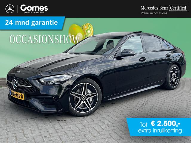 Mercedes-Benz C-KLASSE 180 Star Edition AMG | Night Pakket | Panoramadak | Sierdelen Lindehout Antraciet | Apple CarPlay | Android Auto | Dodehoekassistent | Elektrisch Verstelbare Stoelen + Memory | Stoelverwarming | Sfeerverlichting | Achteruitrijcamera