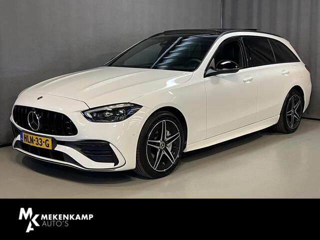 Mercedes-Benz C-KLASSE Estate 300 e AMG Line C63 Diffuser/18"/Panoramadak/Laser LED/Trekhaak/Stoelverwarming + memory l + r/Adaptieve cruise/Sfeerverlichting premium/Elektrische klep/Apple Carplay & Android Auto