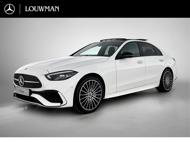 Mercedes-Benz C-KLASSE 300 e Business Solution AMG | Comfortpakket Plus | Nightpakket | Middenconsole metaalstructuur | Trekhaak | Panoramaschuifdak | GUARD 360° Plus | 360° camera | 19" multispaaks lichtmetalen AMG-velgen |