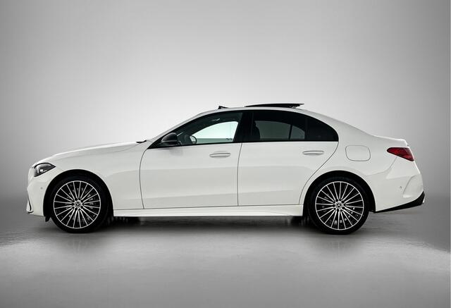 Mercedes-Benz C-KLASSE 300 e Business Solution AMG | Comfortpakket Plus | Nightpakket | Middenconsole metaalstructuur | Trekhaak | Panoramaschuifdak | GUARD 360° Plus | 360° camera | 19" multispaaks lichtmetalen AMG-velgen |