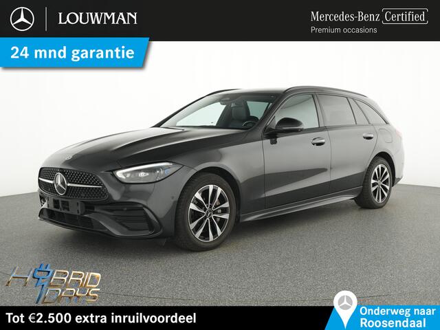 Mercedes-Benz C-KLASSE Estate 300 e AMG Plug-In Hybride AMG Line | Panorama Schuif-Kanteldak | Trekhaak | Digital Licht | Alarm | Parkeerpakket met 360°-camera. Inclusief 24 maanden Mercedes-Benz Certified garantie voor Europa.