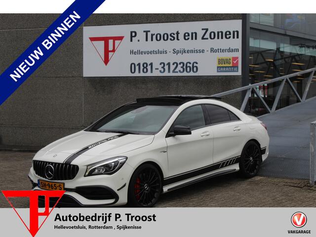 Mercedes-Benz CLA-KLASSE 45 AMG 4MATIC 381pk Panoramadak/Schaalstoelen/Navigatie/Achteruitrijcamera/Performance uitlaat/Elektrische best. stoel met geheugen/Sfeerverlichting/Keyless/Stoelverwarming/Inklapbare spiegels/Dodehoek detectie/Apple carplay/Led koplampen