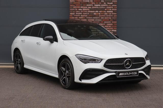 Mercedes-Benz CLA-KLASSE Shooting Brake 250 e AMG Line Aut8 | Facelift | Panoramadak | Distronic+ | Memory | Verwarmd Stuuwiel | Leder | HUD | Sfeerverlichting | Augmented Reality | Surround Camera | Keyless Go |