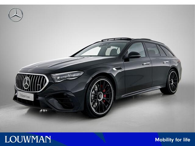 Mercedes-Benz E-estate AMG 53 4MATIC+ Night Edition | AMG DYNAMIC PLUS pakket | Multicontourstoelen voor | Trekhaak | Rijassistentiepakket Plus | 21 inch AMG velgen | Premium Plus pakket | Stoelverwarming achter | AIR BALANCE pakket | Warmtecomfort pakket |