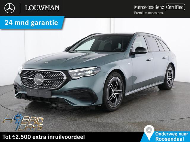 Mercedes-Benz E-estate 300 e AMG Plug-In Hybride AMG Line | Night Pakket | Trekhaak | Distronic | Panorama Schuif-Kanteldak | Memory voorstoelen. Inclusief 24 maanden Mercedes-Benz Certified garantie voor Europa.