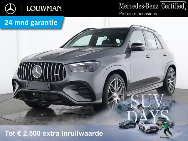 Mercedes-Benz GLE-KLASSE Mercedes-AMG 53 Hybrid 4MATIC+ AMG Premium | Night Pakket | 22 Inch Velgen | Trekhaak | Panorama Schuif-Kanteldak. Inclusief 24 maanden Mercedes-Benz Certified garantie voor Europa.