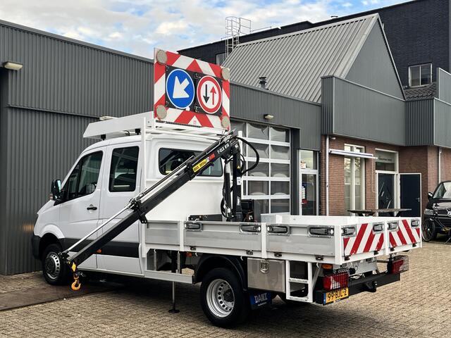 Mercedes-Benz SPRINTER 514 CDI 366 Hiab Laadkraan 018T Trekhaak 3500kg Airco 6 persoons uitvoering Open laadbak Pick-up Euro 6 Verkeersbord Actiebord Pijlenbord Bakwagen P-up Tachograaf 1e eigenaar ex gemeente