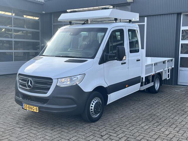 Mercedes-Benz SPRINTER 514 CDI 366 Hiab Laadkraan 018T Trekhaak 3500kg trekgewicht Airco 6-Persoons Open laadbak Pick-up Euro 6 Verkeersbord Actiebord Pijlenbord Bakwagen P-up Tachograaf 1e eigenaar ex gemeente