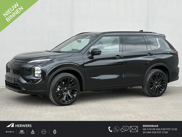 Mitsubishi OUTLANDER 2.4 PHEV Black Edition / ¤4000,- Voordeel Op Nieuwprijs / Uit voorraad leverbaar / 20 inch zwarte lichtmetalen velgen / Schuif-Kanteldak / Elektrisch verstelbare stoelen met geheugen functie / Elektrische achterklep / Stoel verwarming & ventilatie