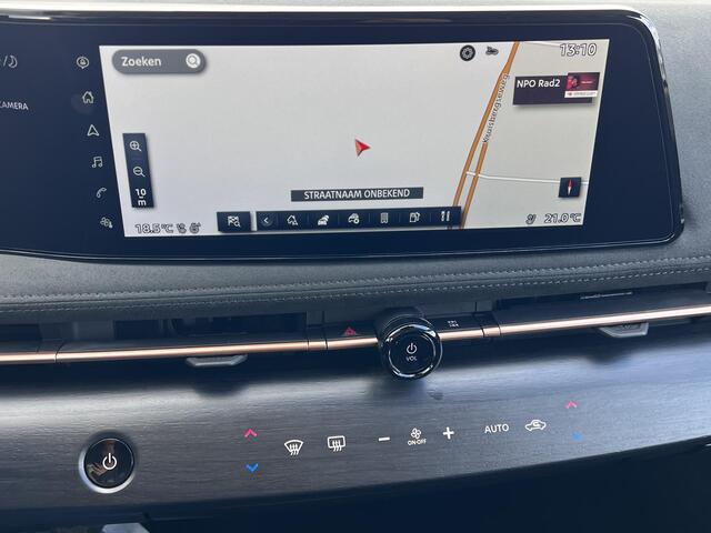 Nissan Ariya Evolve 87 kWh Automaat / WLTP bereik 516 km / Trekgewicht 750 kg / CCS snelladen / Stoelventilatie / Stuur-, stoel- en achterbankverwarming / Voorruitverwarming / HUD / Camera 360° /