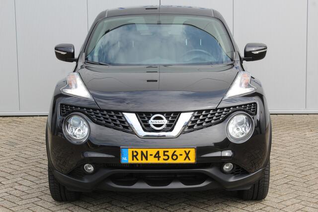 Nissan JUKE 1.2-116pk DIG-T S/S Acenta. Zeer nette en goed onderhouden hoogzitter ! Autm. airco, camera, trekhaak, LM wielen, airco, cruise control, navigatie, telefoonvoorb., All season banden, privacy glass etc