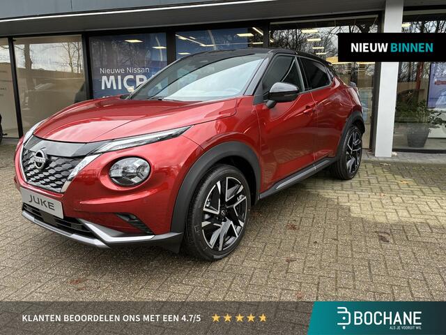 Nissan JUKE 1.6 Hybrid N-Design Nieuw uit voorraad leverbaar| Navigatiesysteem | Elektrisch bedienbare ramen voor- en achter | Parkeersensoren voor- en achter | Adaptieve Cruise Control | Stoel- en stuurverwarming | 3 jaar fabrieksgarantie