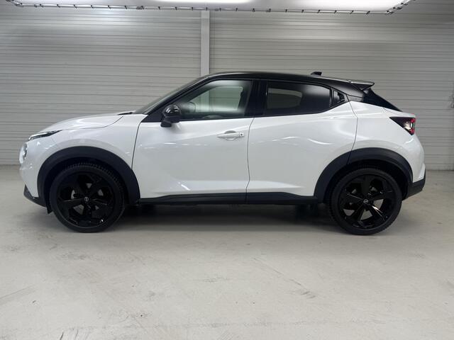 Nissan JUKE 1.0 DIG-T Tekna Automaat / Lederen Bekleding / Navigatie / Stoel- en Stuurverwarming / Verwarmde Voorruit / Adaptive Cruise Control / 360 Graden Camera / 19 Inch Velgen / LED Verlichting /