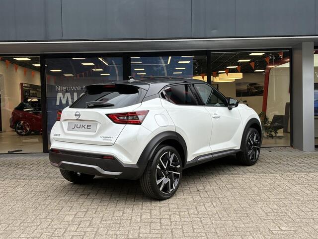 Nissan JUKE 1.6 Hybrid N-Design NIEUW UIT VOORRAAD LEVERBAAR | Verwarmbare stoelen- en stuurwiel | Climate Control | Navigatiesysteem | Parkeersensoren voor- en achter | Apple CarPlay & Android Auto | 10 jaar fabrieksgarantie
