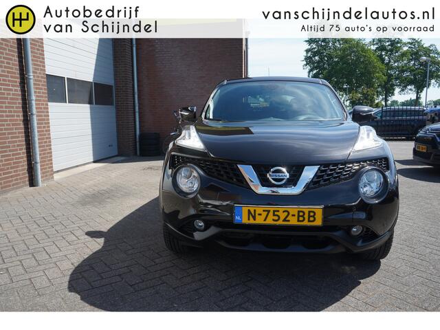 Nissan JUKE 1.6 AUTOMAAT TEKNA VOL LUXE! SCHUIF-KANTELDAK STOELVERWARMING 360 CAMERA LEDER-ALCANTARA NAVI CLIMA CRUISE BLUETOOTH LMV KEYLESS ENZ...