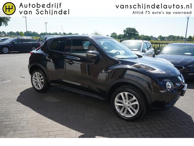 Nissan JUKE 1.6 AUTOMAAT TEKNA VOL LUXE! SCHUIF-KANTELDAK STOELVERWARMING 360 CAMERA LEDER-ALCANTARA NAVI CLIMA CRUISE BLUETOOTH LMV KEYLESS ENZ...