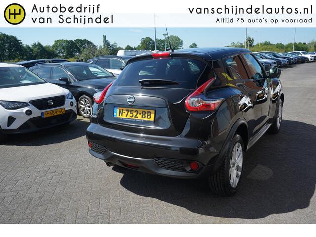 Nissan JUKE 1.6 AUTOMAAT TEKNA VOL LUXE! SCHUIF-KANTELDAK STOELVERWARMING 360 CAMERA LEDER-ALCANTARA NAVI CLIMA CRUISE BLUETOOTH LMV KEYLESS ENZ...