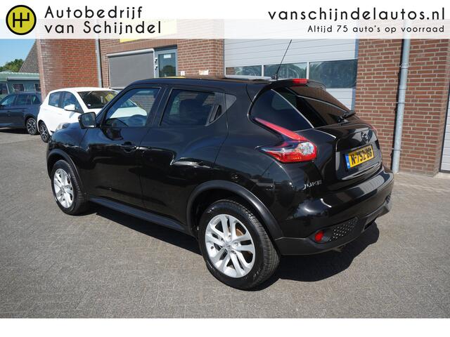 Nissan JUKE 1.6 AUTOMAAT TEKNA VOL LUXE! SCHUIF-KANTELDAK STOELVERWARMING 360 CAMERA LEDER-ALCANTARA NAVI CLIMA CRUISE BLUETOOTH LMV KEYLESS ENZ...