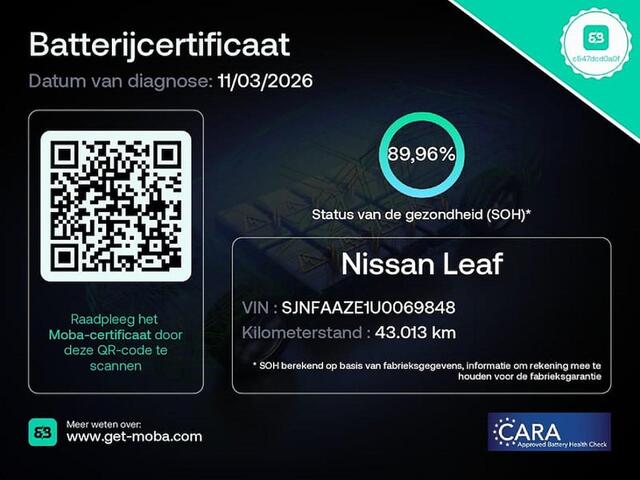 Nissan LEAF Acenta 40 kWh *SOH 89%* NAVI ? 1e Eigenaar