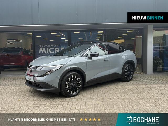 Nissan LEAF Evolve 52 kWh NIEUW UIT VOORRAAD LEVERBAAR | Lederen bekleding | Stoel- en stuurverwarming | Stoelmassage | Climate Control | Parkeersensoren voor- en achter | Warmtepomp | Navigatiesysteem | Head-up Display | Dimmend panoramisch dak | Fabrieksgarantie