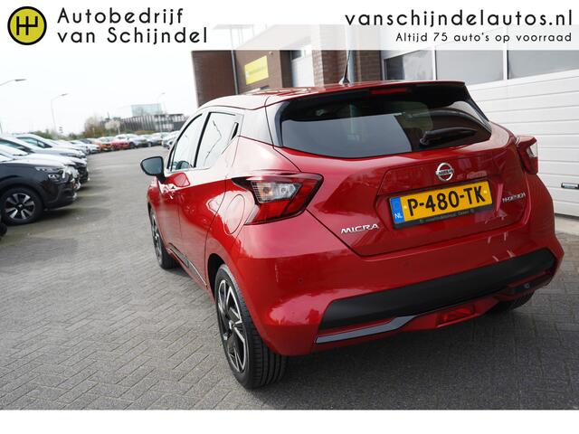 Nissan MICRA 1.0 IG-T N-DESIGN ORIGINEEL NL KEURIGE NETTE STAAT NAVIGATIE ANDROID/APPLECARPLAY AIRCO CRUISECONTROL PARKEERSENSOREN RIJSTROOKSENSOR BLUETOOTH 4X ELECTR.RAMEN/SPIEGELS