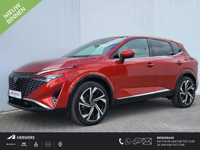 Nissan QASHQAI 1.3 MHEV Xtronic Tekna Plus / Zeer compleet / 1.800 kg trekgewicht / Facelift / Panorama dak / HUD / Adapt. CC / Elektr. klep / Elektr. stoelen met massagefunctie / Navi / Apple Carplay Android / 20" LM wielen /