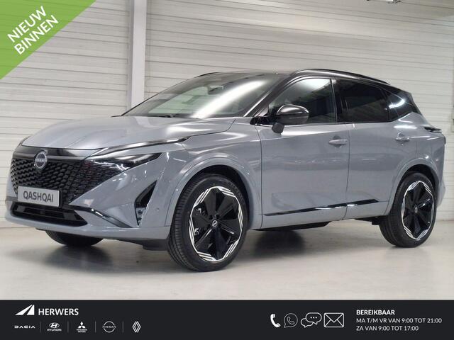 Nissan QASHQAI 1.5 e-Power N-Design / ¤6500,- Nissan Voorraadvoordeel / Nieuw uit Voorraad Leverbaar / Panoramadak / Stoel- en Stuurverwarming / Verwarmde Voorruit / Leder/Alcantara Bekleding / Google Maps Navigatie /