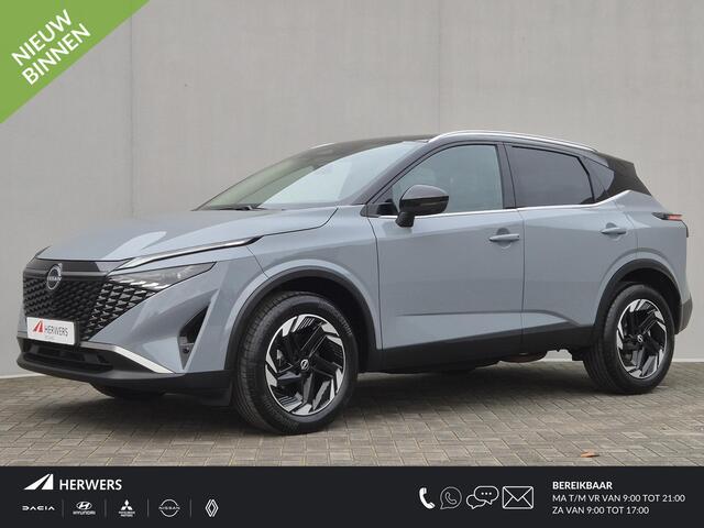 Nissan QASHQAI 1.3 MHEV Xtronic N-Connecta Automaat / Cold Pack / Pack Easy / Nieuw Model / Facelift / HUD / Trekgewicht 1800 kg / Elektrische achterklep / Stuur-, Stoel en Voorruit verwarming / Rondomzicht camera / Adaptief CC /