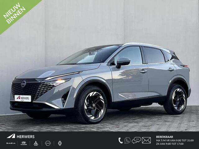 Nissan QASHQAI 1.3 MHEV Xtronic N-Connecta / Fabrieksgarantie tot 03-2028 / Facelift Nieuw Model / Panorama dak / Cold Pack / HUD / Trekgewicht 1800 kg / Stuur-, Stoel en Voorruit verwarming / Elektrische achterklep / Camera 360° / Adaptief CC / Apple Carplay Android A