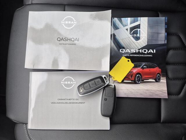 Nissan QASHQAI 1.3 MHEV Xtronic Tekna / Fabrieksgarantie tot 04-2028 / HUD / Trekgewicht 1800 kg / Stuur-, Stoel en Voorruit verwarming / Elektrische achterklep / Rondomzicht camera / Adaptief CC / Apple Carplay Android Auto /