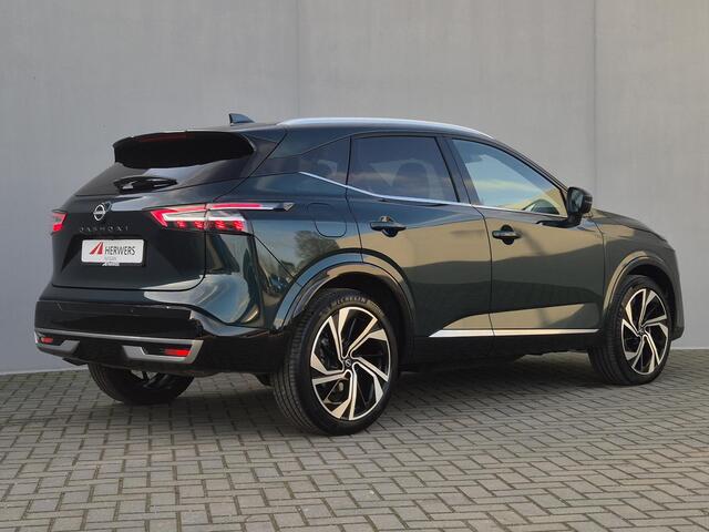 Nissan QASHQAI 1.3 MHEV Xtronic Tekna Plus Automaat / Fabrieksgarantie tot 04-2028<100.000 / Dealer onderhouden / Panoramadak / Elektrische achterklep / Head Up Display / Rondomzicht camera / Stoelen met massage functie /