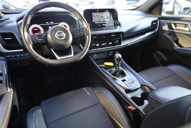 Nissan QASHQAI 1.3 MHEV Tekna PANO TREKHAAK CARPLAY HUD 19"LMV ACC HALFLEER DAB ELEK.ACHTERKLEP 2xPDC ZWARTE-HEMEL NAVI NAP ENZ!!