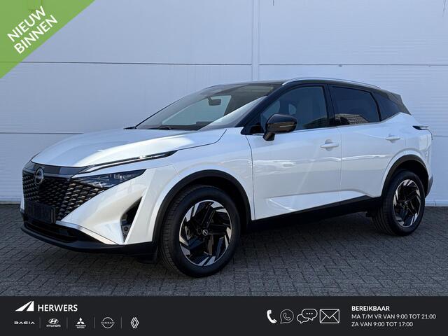 Nissan QASHQAI 1.3 MHEV Xtronic N-Connecta Automaat / Facelift Model / Fabrieksgarantie tot 04-2028<100.000 / Trekgewicht 1800 kg / Cold Pack & Pack Easy / Panorama dak / Head Up Display / Elektrische achterklep / Adaptief cruise control / Rondomzicht camera /