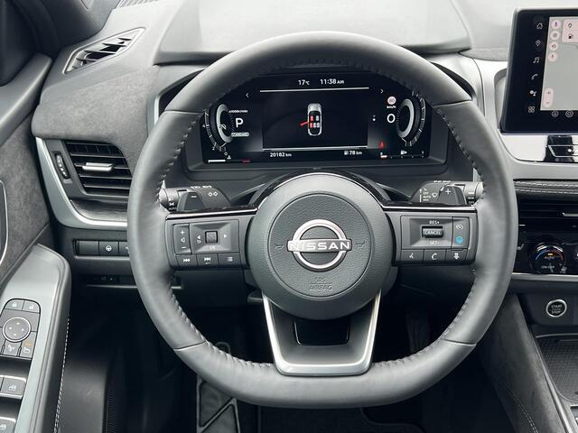 Nissan QASHQAI 1.3 MHEV Xtronic Tekna Plus / Fabrieksgarantie tot 10-2028 / Panorama dak / HUD / BOSE audio / Leder / Stuur- en stoelverwarming / 1.800 kg trekgewicht / Navigatie / Apple Carplay Android / 20" LM wielen & All Season banden /