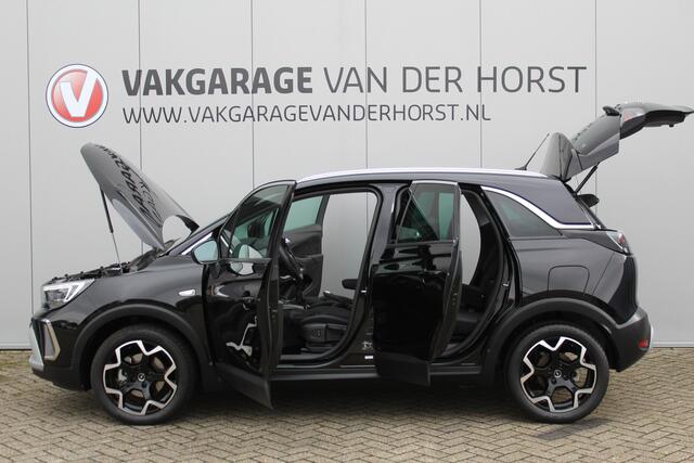 Opel Crossland 1.2 Turbo Elegance Mooie en luxe hoogzitter met weinig km's ! Volautm. airco dual, cruise control, camera, comfortstoelen, metallic lak, LM wielen, navigatie, telefoonvoorb., LED verlichting etc.