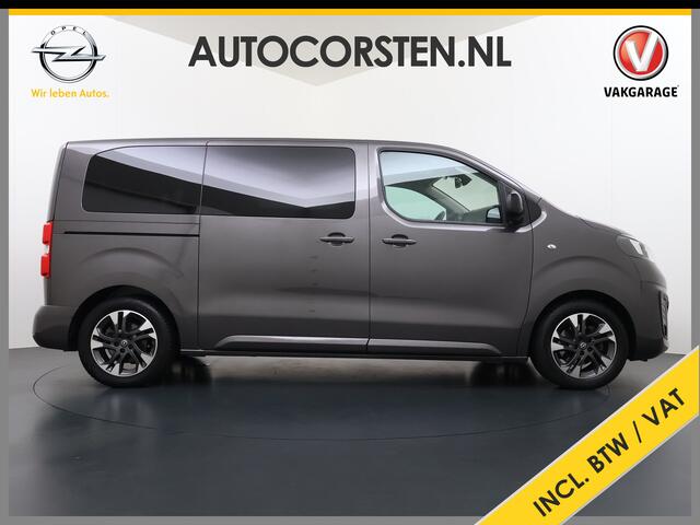 Opel VIVARO Combi Electric 8-Persoons L2 75kWh Leder Panoramadak 2X Elek.Schuifdeur Trekhaak 360°Camera Stoelverwarming Apple Carplay Android Auto Navi Ecc SOH 90% Cruise Control Regen-Lichtsensor Privacy Glas Lmv DAB Led 1.000KG Trekgewicht Garantie op Accu tot 19-1
