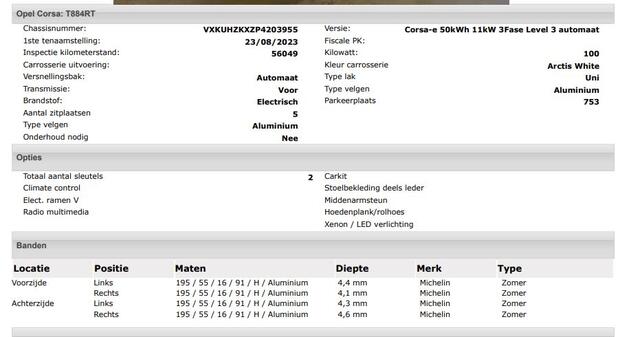 Opel e-Corsa Level 3 50 kWh Fase 3 Edition 100KW / 100% EV. / Airco-Ecc./ 1/2 Leder / Radio multimedia / Navigatie via Usb