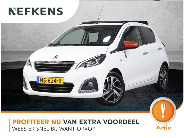 Peugeot 108 1.2 82PK TOP! Roland Garros | Vouwdak/Cabrio | Climate Control | Camera | Bluetooth | LED | Start/Stop Systeem | Buitenspiegels elektrisch verstel -en verwarmbaar | 15"LMV | Navigatie | Isofix | Privacy Glass |