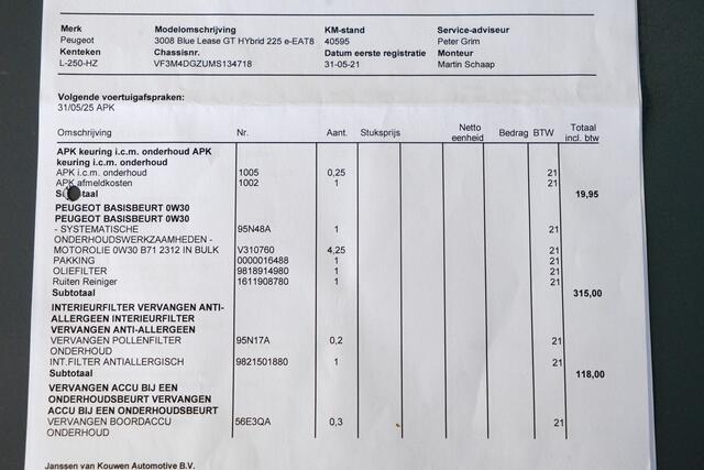 Peugeot 3008 1.6 225 PK HYbrid 225 GT | Pano Dak | Automaat | 1 e Eign | Ned Auto | 43 DKM | | Clima | | Pdc V/A | Camera | Keyless | Led | 19" LMV | Two Tone Kleurstelling |