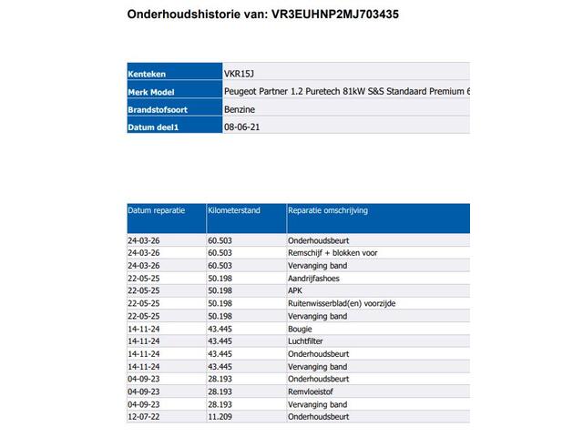 Peugeot PARTNER 1.2 Benzine 111PK Euro6 Premium / Airco / Navigatie / Cruise-ctr. / Schuifdeur + Raam / Radio multimedia