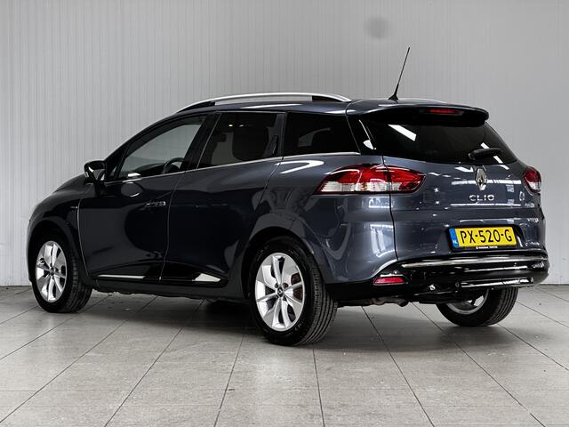 Renault CLIO Estate 0.9 TCe Limited/ DAB+/ Navi/ Airco/ Cruise/ Elek. pakket/ Isofix/ Bluetooth/ Armsteun/ Multi. LEDER. Stuur/ Mistl./ 16'' LMV/ Extra getint glas/ PDC/ Dakrails/ Chroom.