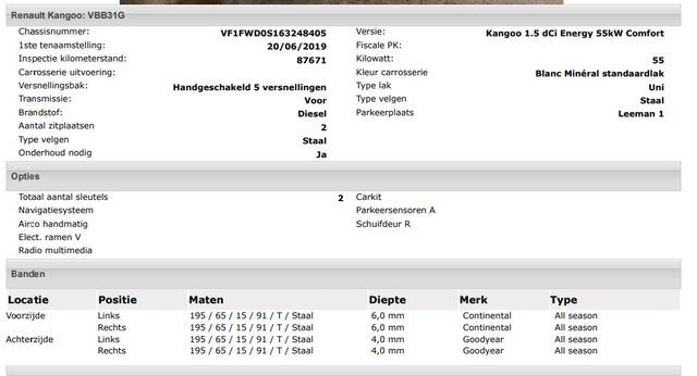 Renault KANGOO 1.5 dCi Euro6 75PK Energy Comfort Airco / Navigatie / Pdc. / Radio multimedia / Apk nieuw