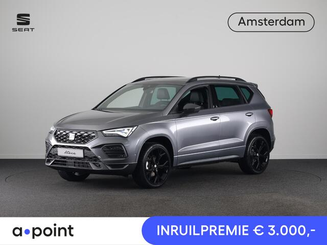 Seat ATECA 1.5 TSI FR Business Intense | Elektr. Panoramisch kanteldak| Velgen 'Exclusive Glossy Black', 19 inch | Kuipstoelen, Dinamica Aurora Blue (suede look) | Verwambare voorstoelen + Stuurwiel | Draadloze Carplay