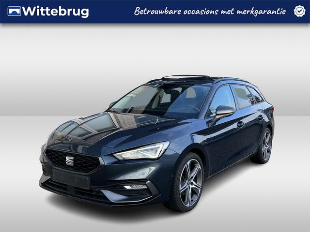 Seat LEON Sportstourer 1.5 eTSI FR / AUTOMAAT/ PANO/ ELEK.ACHTERKLEP/ ACC/ STUUR+STOELVERWARM./ FULL LINK/ PARK.SENSOR.V+A/ DODEHOEK/ KEYLESS/ RIJ-MODI/ VIRTUAL COCKPIT/ NAVI/ DAB/ CLIMA/ LED/ 18'' LMV