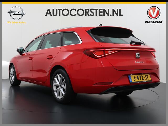 Seat LEON Sportstourer 1.5T 131pk NWE Model Trekhaak Camera Adaptive-Cruise Navi Ecc Virtual Cockpit Apple Carplay/Android Auto Pdc Style Launch Edition Lmv Led DAB Keyless Isofix Front assist Regensensor Bluetooth Rijstrooksensor 1e Eigenaar Origineel Nederlandse