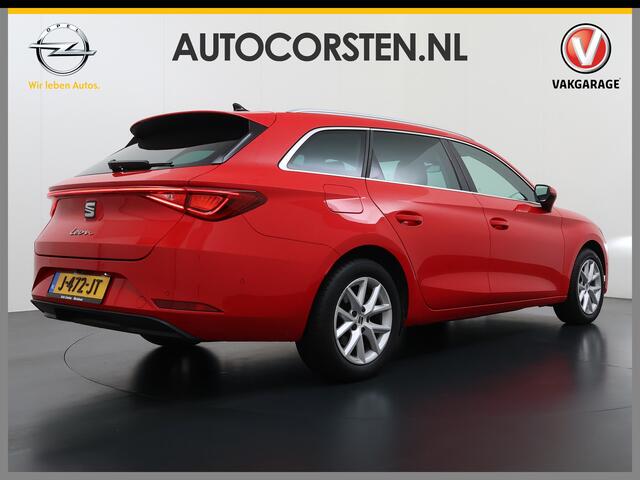 Seat LEON Sportstourer 1.5T 131pk NWE Model Trekhaak Camera Adaptive-Cruise Navi Ecc Virtual Cockpit Apple Carplay/Android Auto Pdc Style Launch Edition Lmv Led DAB Keyless Isofix Front assist Regensensor Bluetooth Rijstrooksensor 1e Eigenaar Origineel Nederlandse