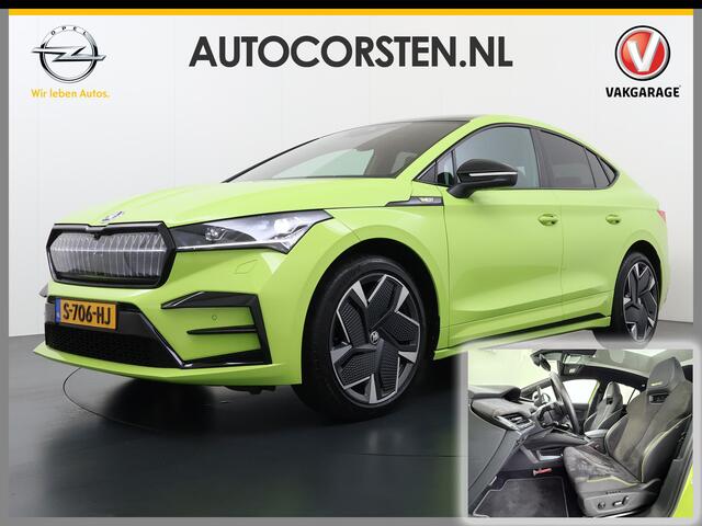 Skoda Enyaq iV Coupé *GERESERVEERD* 82 RS 300PK 4WD Pano-Dak Lmv 21" W-pomp Led-Matrix Adaptive-Cr Sportst-+Elektr+Geheugen+Verwarmd Camera Leer/Alcantara Navi Ecc Pdc-a+v Canton-Audio Apple Carplay Android Auto Adaptive-Onderstel Keyless Elektrische Achterklep DAB Stoe