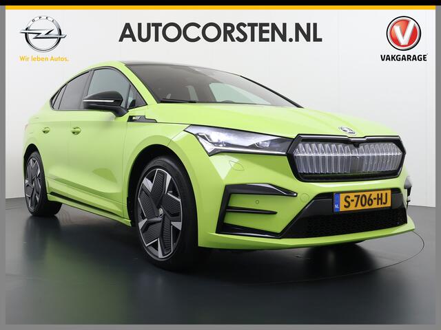 Skoda Enyaq iV Coupé *GERESERVEERD* 82 RS 300PK 4WD Pano-Dak Lmv 21" W-pomp Led-Matrix Adaptive-Cr Sportst-+Elektr+Geheugen+Verwarmd Camera Leer/Alcantara Navi Ecc Pdc-a+v Canton-Audio Apple Carplay Android Auto Adaptive-Onderstel Keyless Elektrische Achterklep DAB Stoe